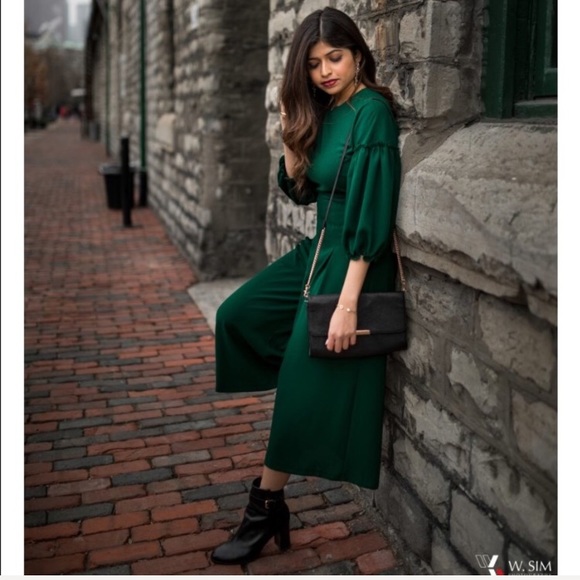 zara emerald green jumpsuit